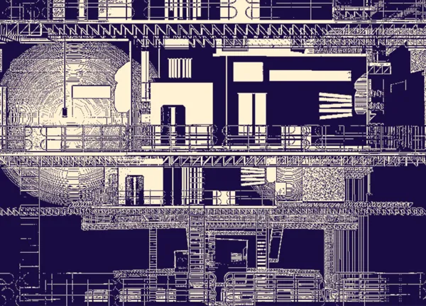 An intricate purple and cream architectural scene from Fairy Tale.