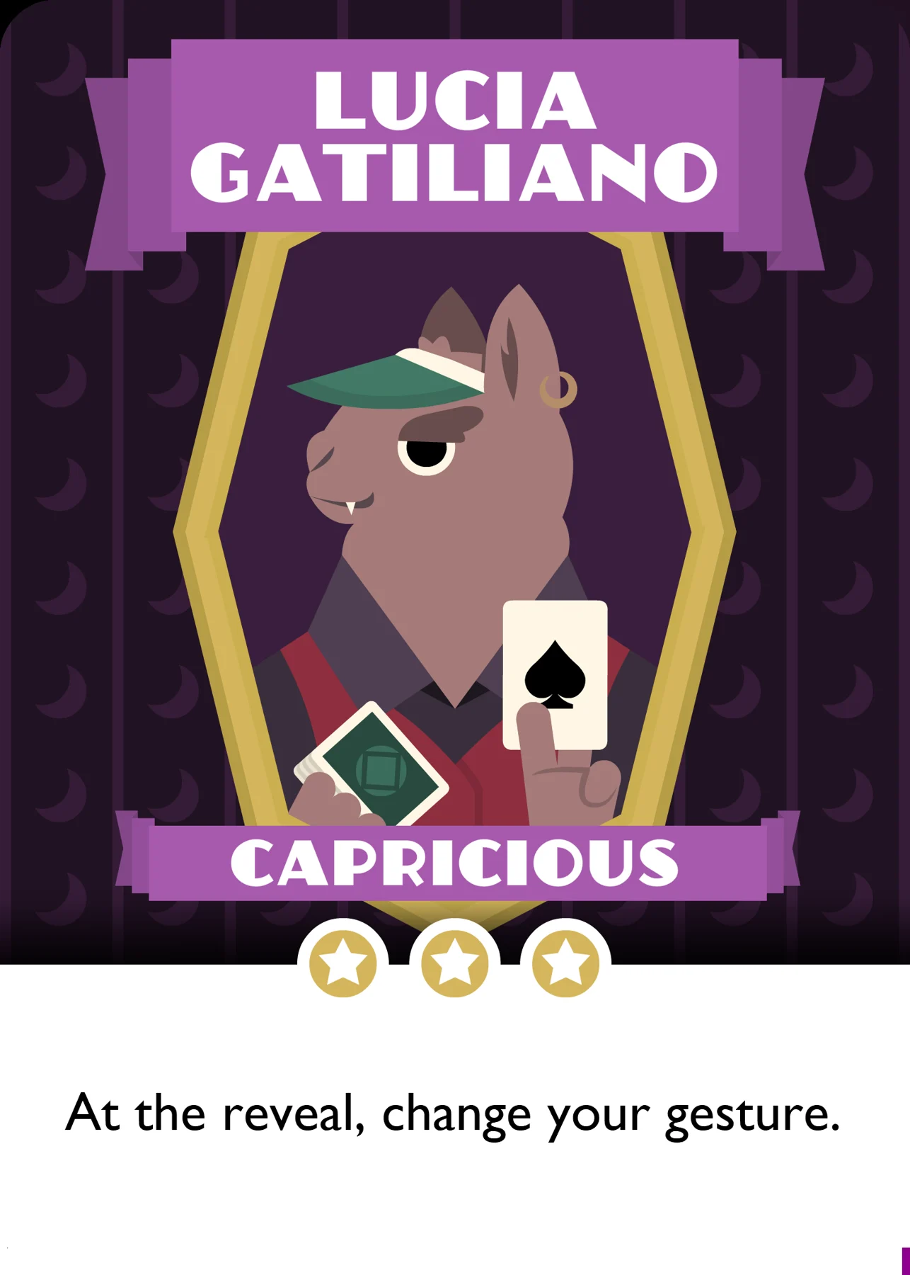 The Lucia Gatiliano character card from Family Plot.