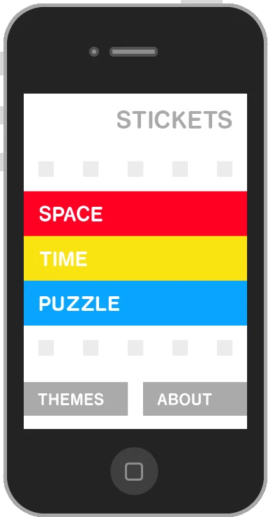 The Stickets game menu on an iPhone.