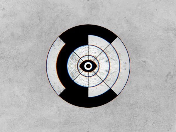Public Eye artwork: a black-and-white eye in a circular target.
