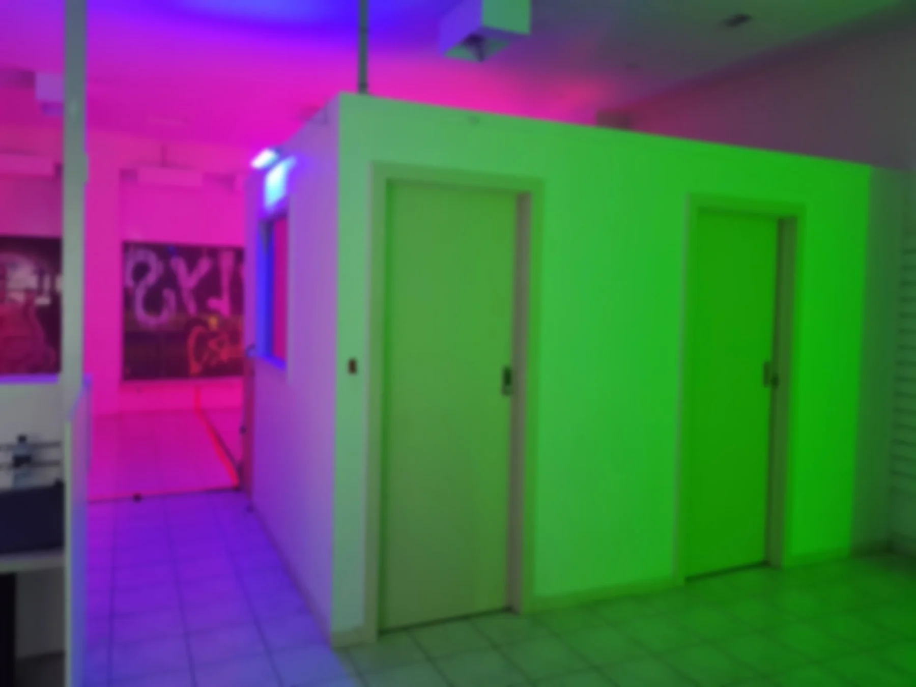 Green doors in the Gameshow set.