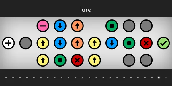 Coloured circular pieces in the Impasse puzzle game.